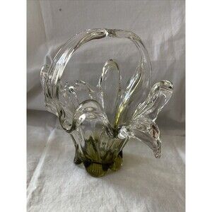 Vintage Green Blown Grass Basket with Handle from 1960s